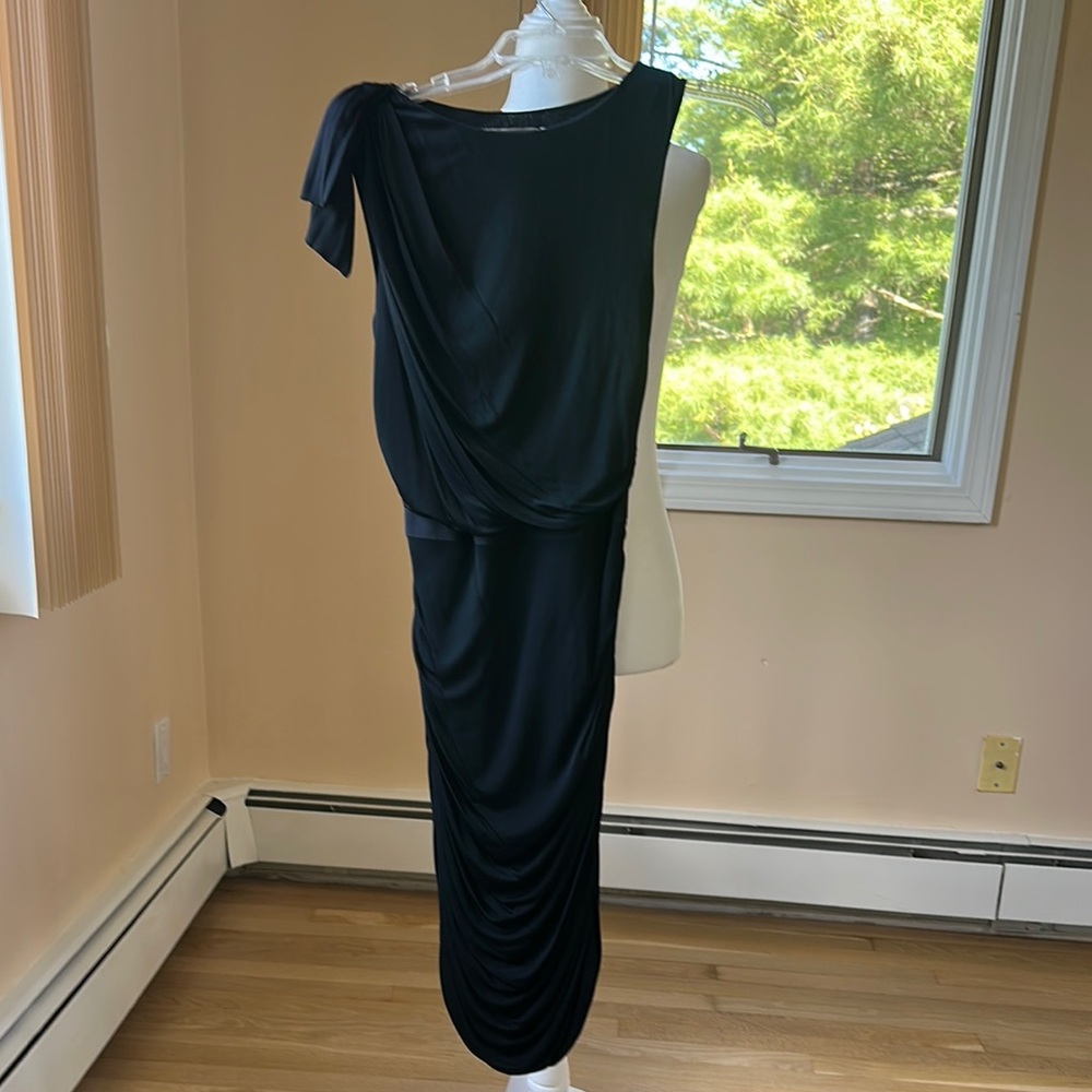 Black Asymmetrical Ruched Cocktail Dress